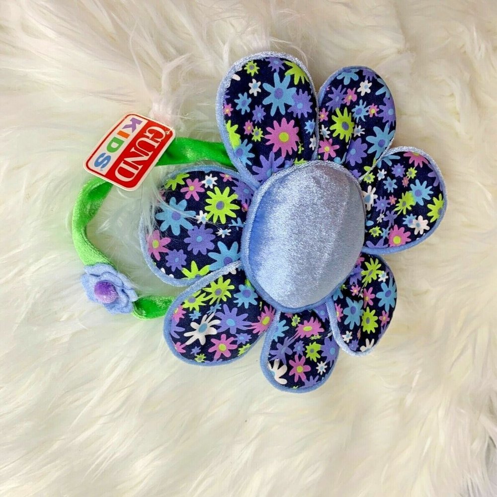 Gund Kids Flower Shaped Blue Purse Coin Wallet Zip New